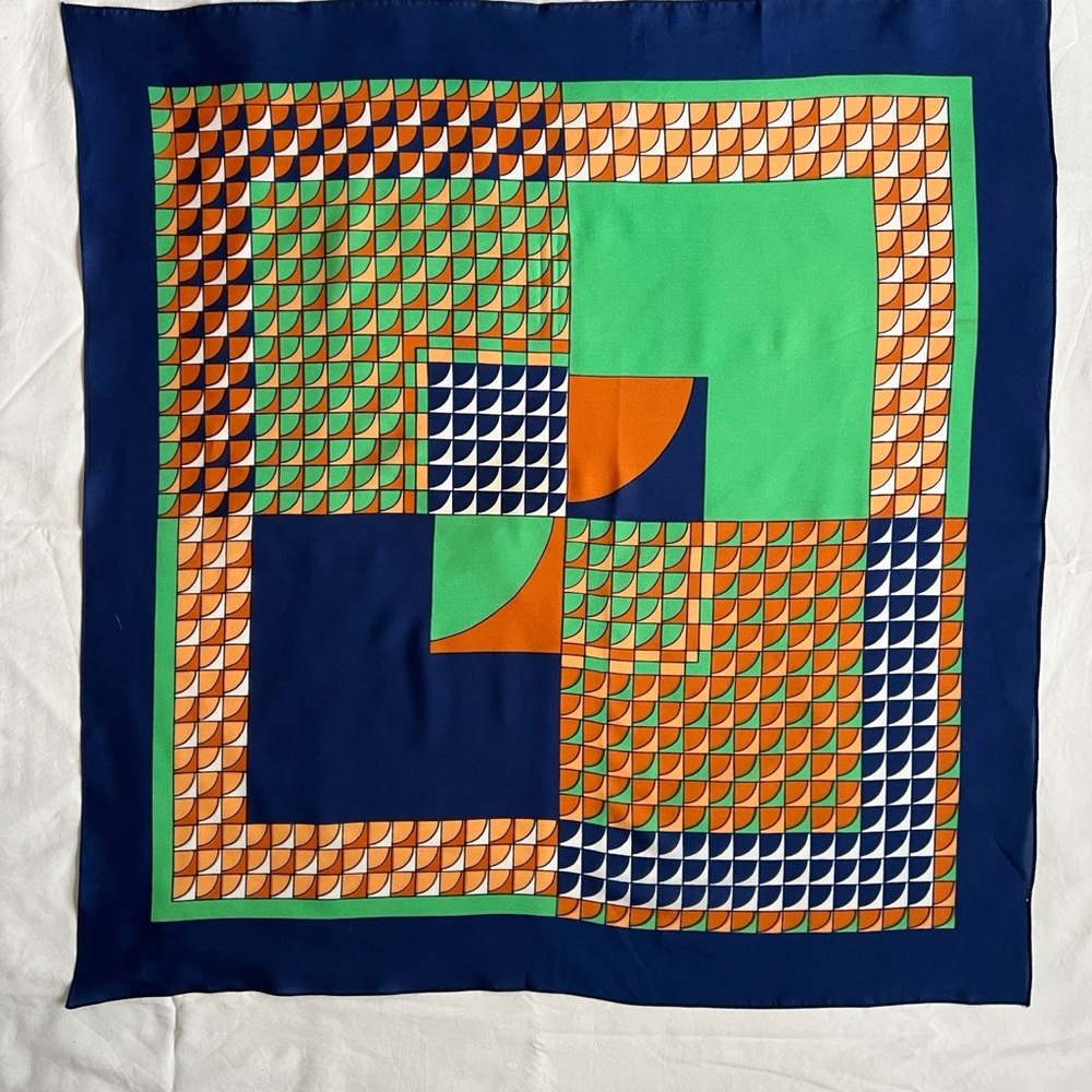 Vintage 60s Mod Colorful Geometric Silk Scarf